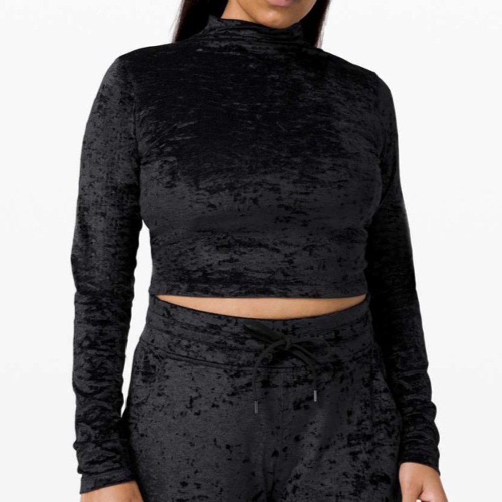 Lululemon All Aligned Mock Neck Long Sleeve *Crushed Velvet Black | Size 6